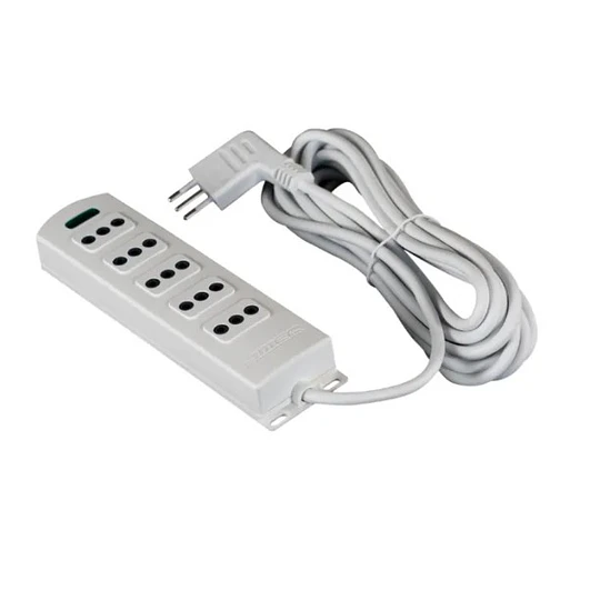 Alargador Múltiple 5 Posiciones 10 Mts Blanco - MEC