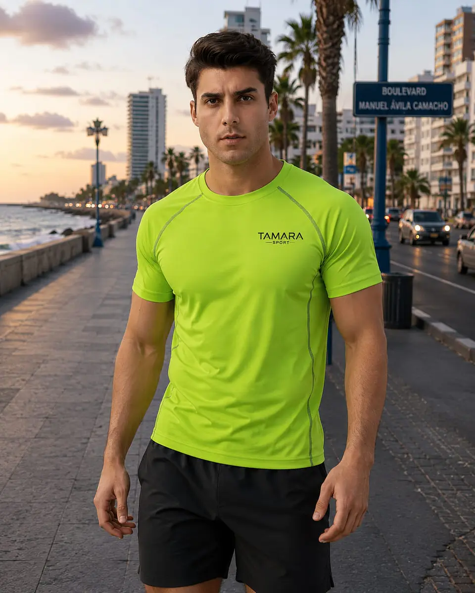 CAMISETA DEPORTVA VERDE FOSFORESCENTE 1