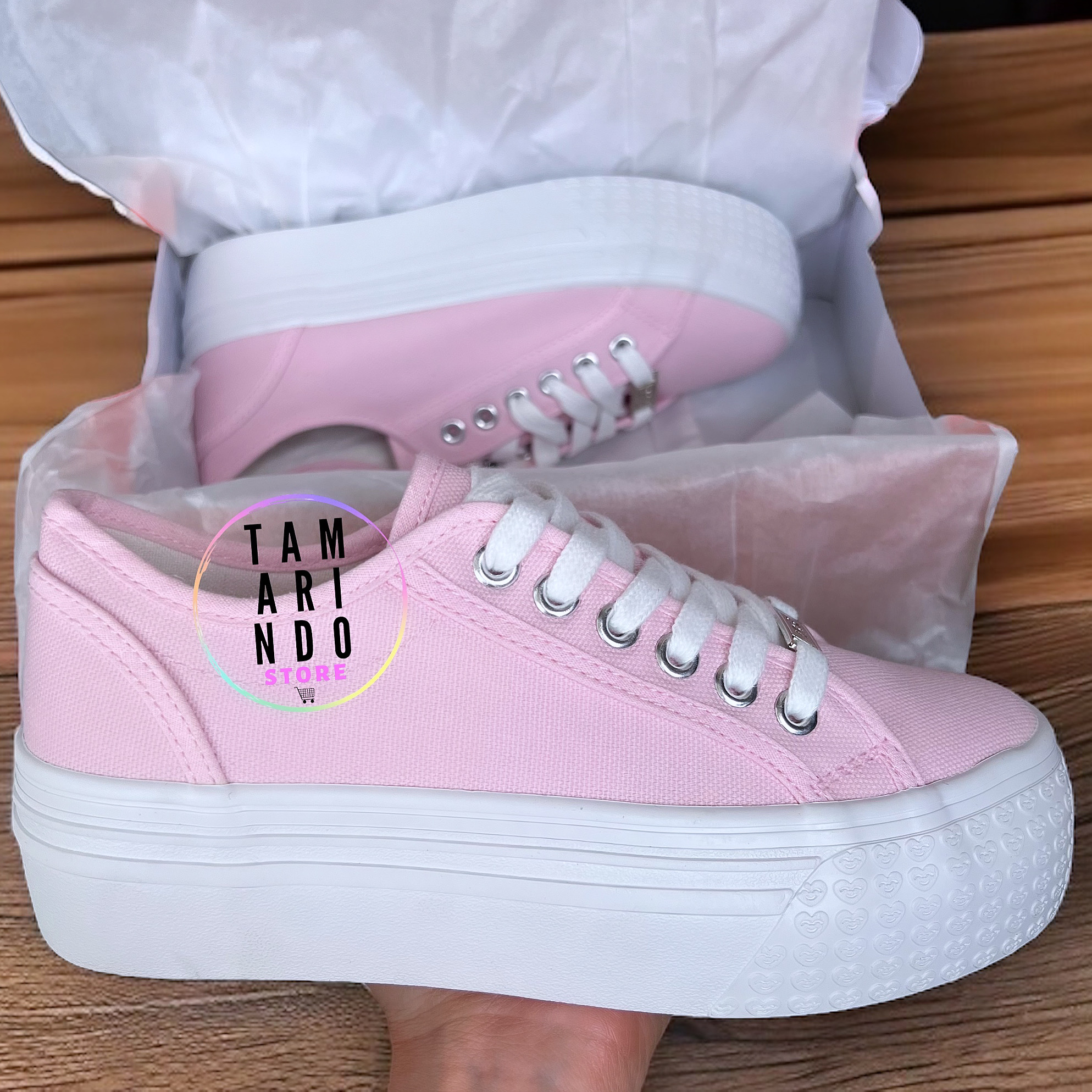 Zapatillas plataforma lona rosado 133 Tamarindo Store