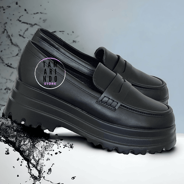 Mocasines eco cuero negro 326