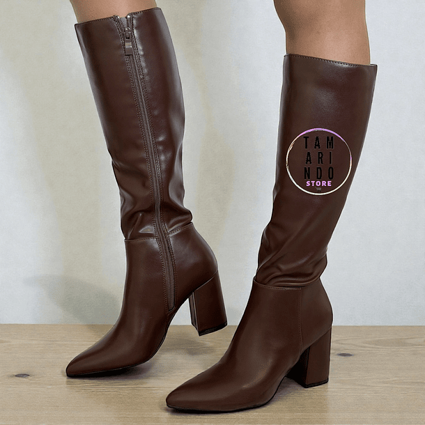 BOTAS LARGAS ECO CUERO MARRON 009