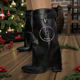 BOTAS MEDIA CAÑA ECO CUERO NEGRO 6502