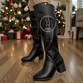 BOTAS LARGAS ECO CUERO NEGRO 1507