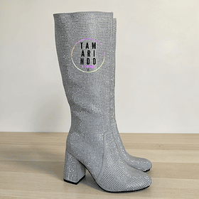 BOTAS LARGAS BRILLO PLATEADO 5362