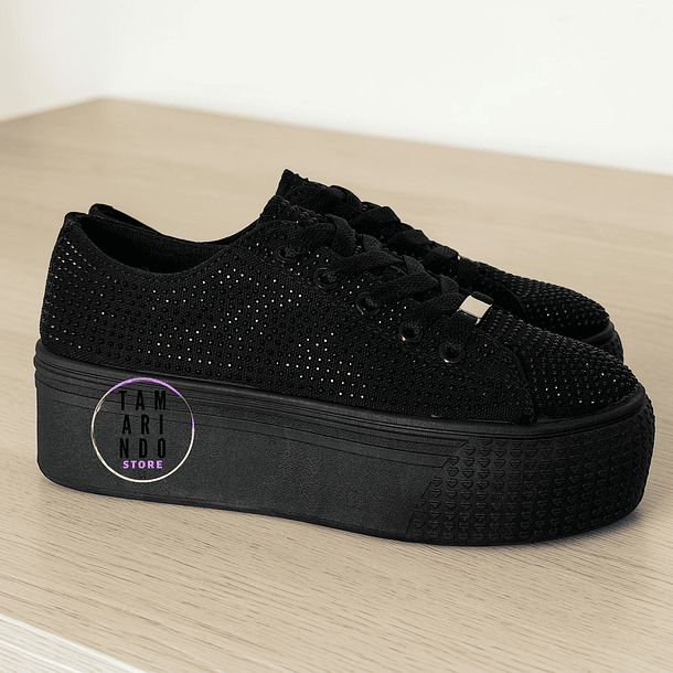 ZAPATILLAS PLATAFORMA J18 NEGRO BRILLO