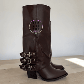 BOTAS LARGAS ECO CUERO MARRON 2638
