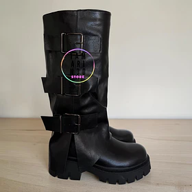 BOTAS LARGAS NEGRO HEBILLAS 6525