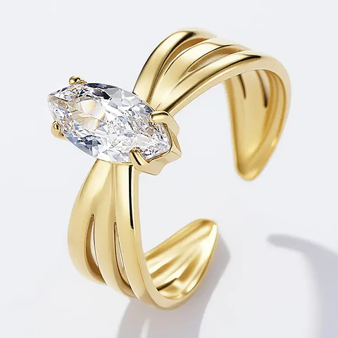 Anel ÉCLAT Dourado – Aço Inox