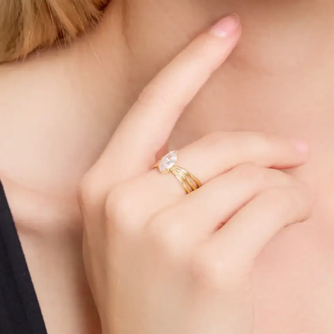 Anel ÉCLAT Dourado – Aço Inox 2