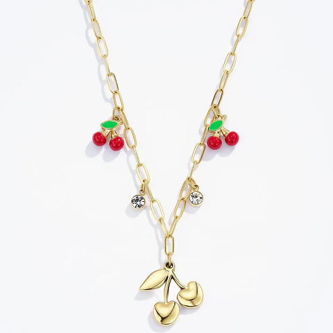 Colar CHERRIES Dourado – Aço Inox