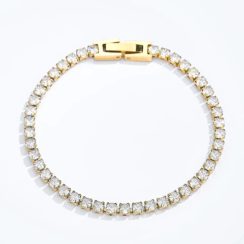 Pulseira ÉCLAT Tennis Dourada – Aço Inox