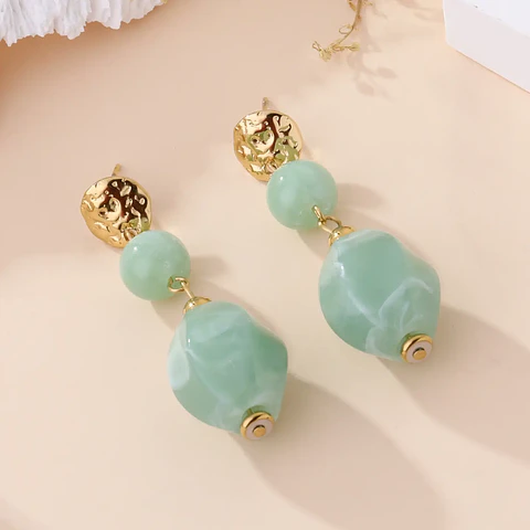 Brincos LUMIÈRE Verde Água – Aço Inox