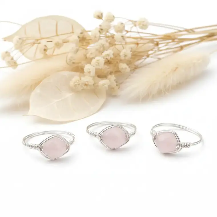 Anel Quartzo Rosa Elegance 1