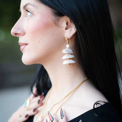 Brincos Statement Marble Dourado | Aço Inoxidável