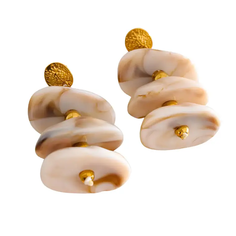 Brincos Statement Marble Dourado | Aço Inoxidável 3