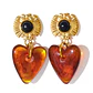 Brincos Amber Heart Dourado | Aço Inoxidável - Miniatura 1