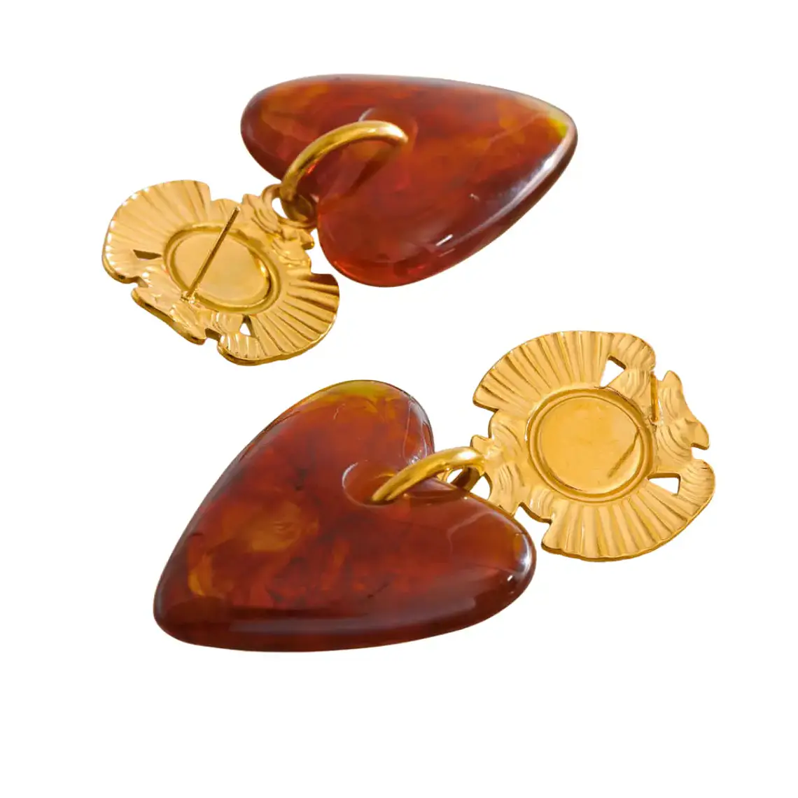Brincos Amber Heart Dourado | Aço Inoxidável 3