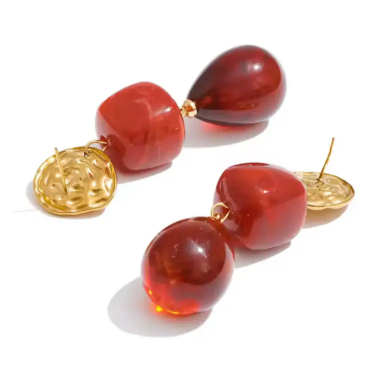 Brincos Amber Drop Dourado | Aço Inoxidável 2