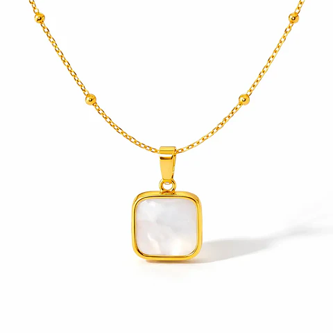 Colar Square Pearl em Aço Inoxidável Premium 18K