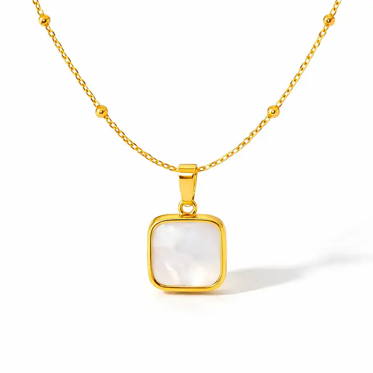 Colar Square Pearl em Aço Inoxidável Premium 18K 1