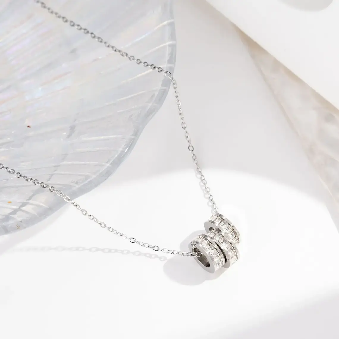 Colar Triplo Crystal Silver em Aço Inoxidável 1