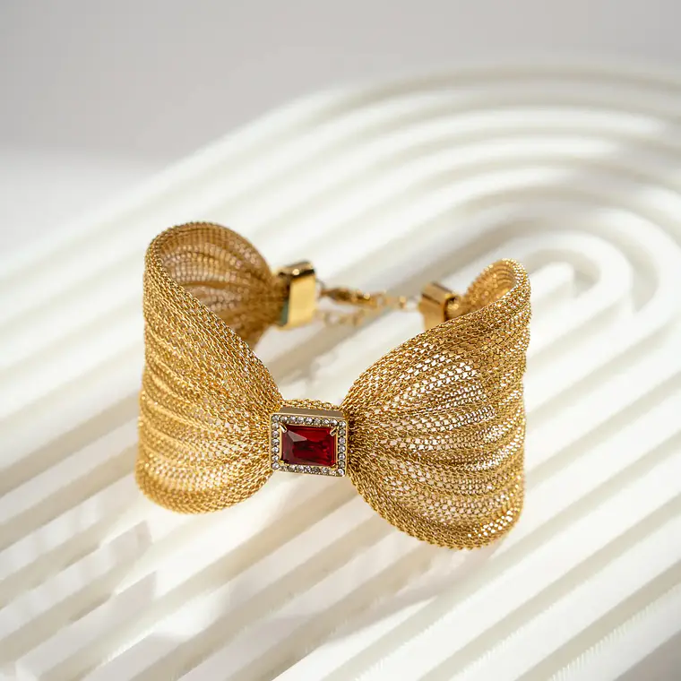 Pulseira Bow Ruby Gold em Aço Inoxidável 1