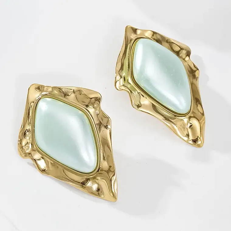 Brincos Geometric Mint Dourados em Aço Inoxidável 1