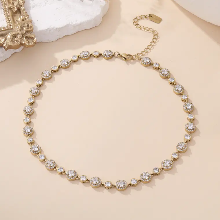 Colar Tennis Luxury Zircónias Dourado 2