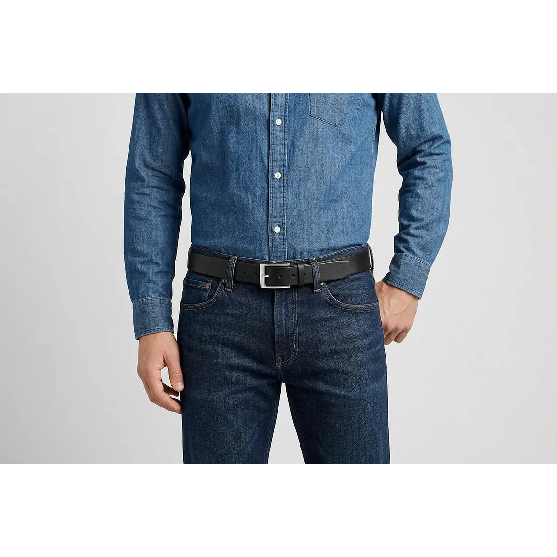 Cinturón Hombre Casual Negro 40mm 2