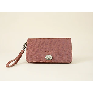 Billetera Mujer Multipropósito Camel Croco