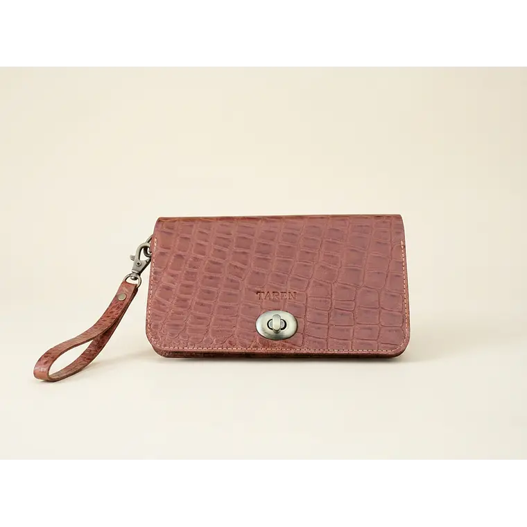 Billetera Mujer Multipropósito Camel Croco 2
