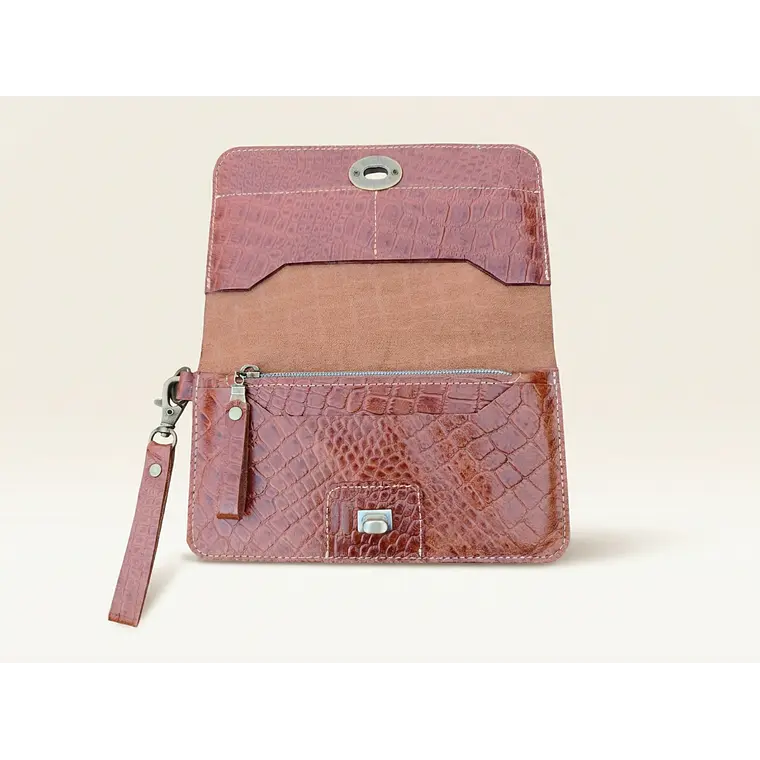 Billetera Mujer Multipropósito Camel Croco 11