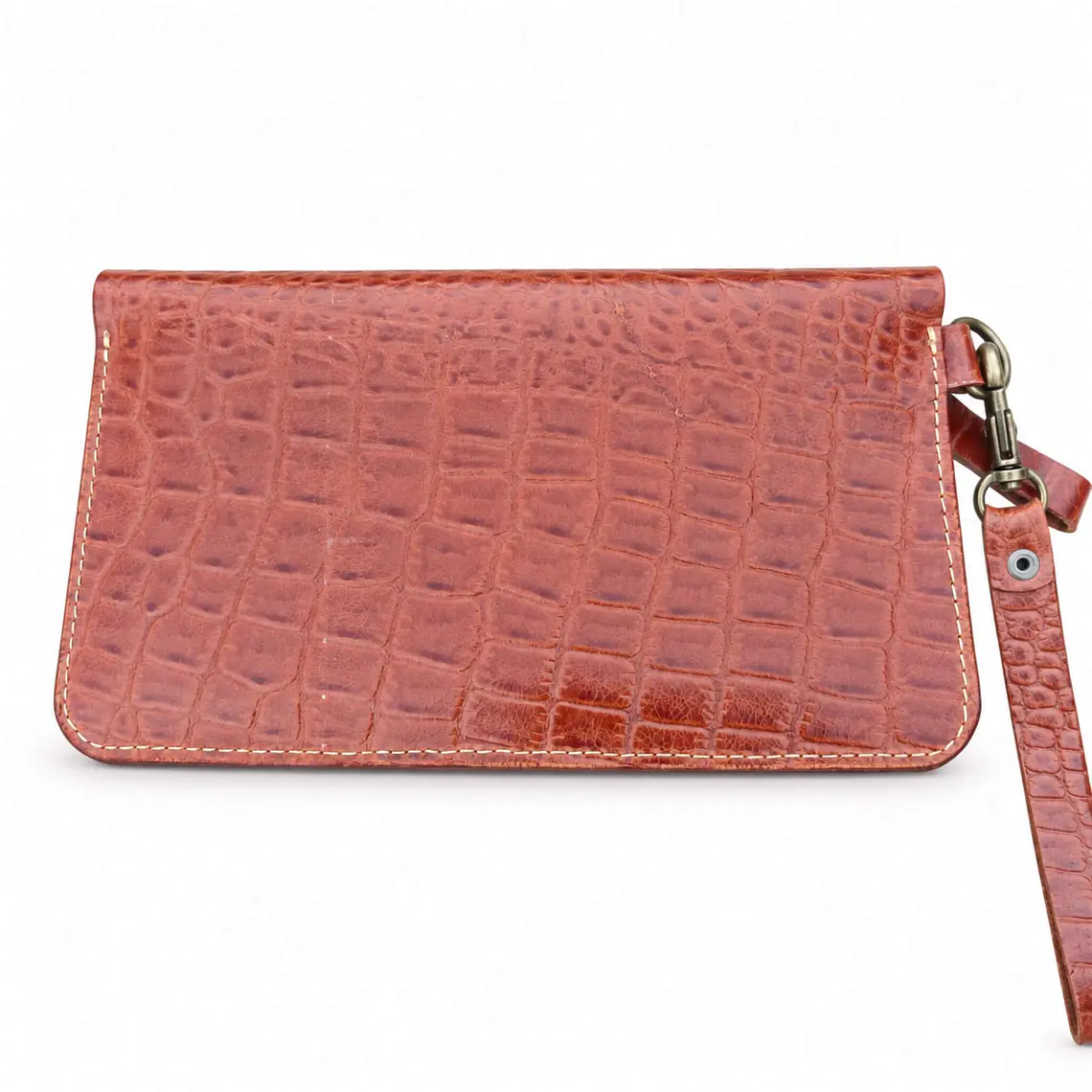 Billetera Mujer Multipropósito Camel Croco 5