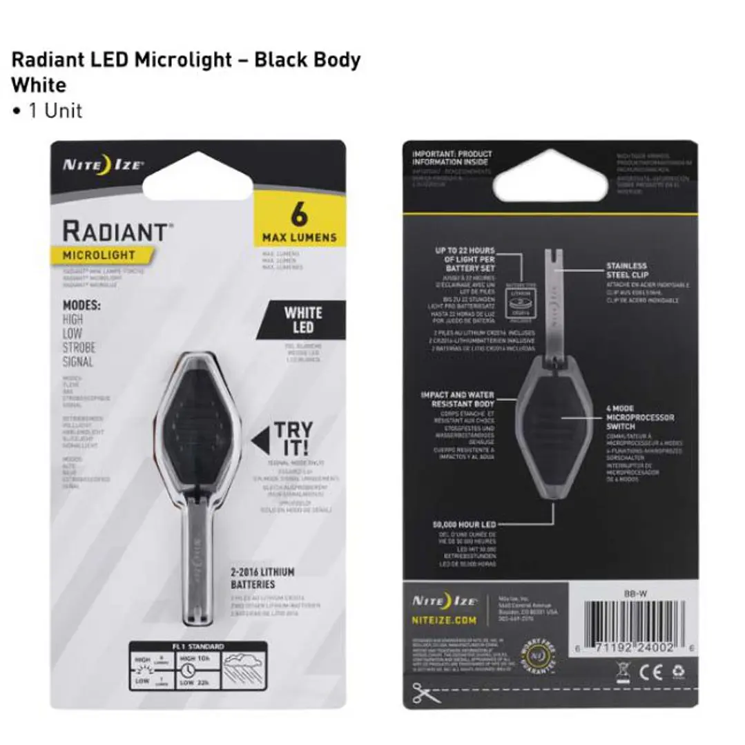 NITE IZE MICROLIGHT CLEAR BODY/BLANCA 1