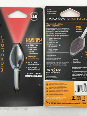 INOVA MICROLIGHT NITE IZE BLACK/RED