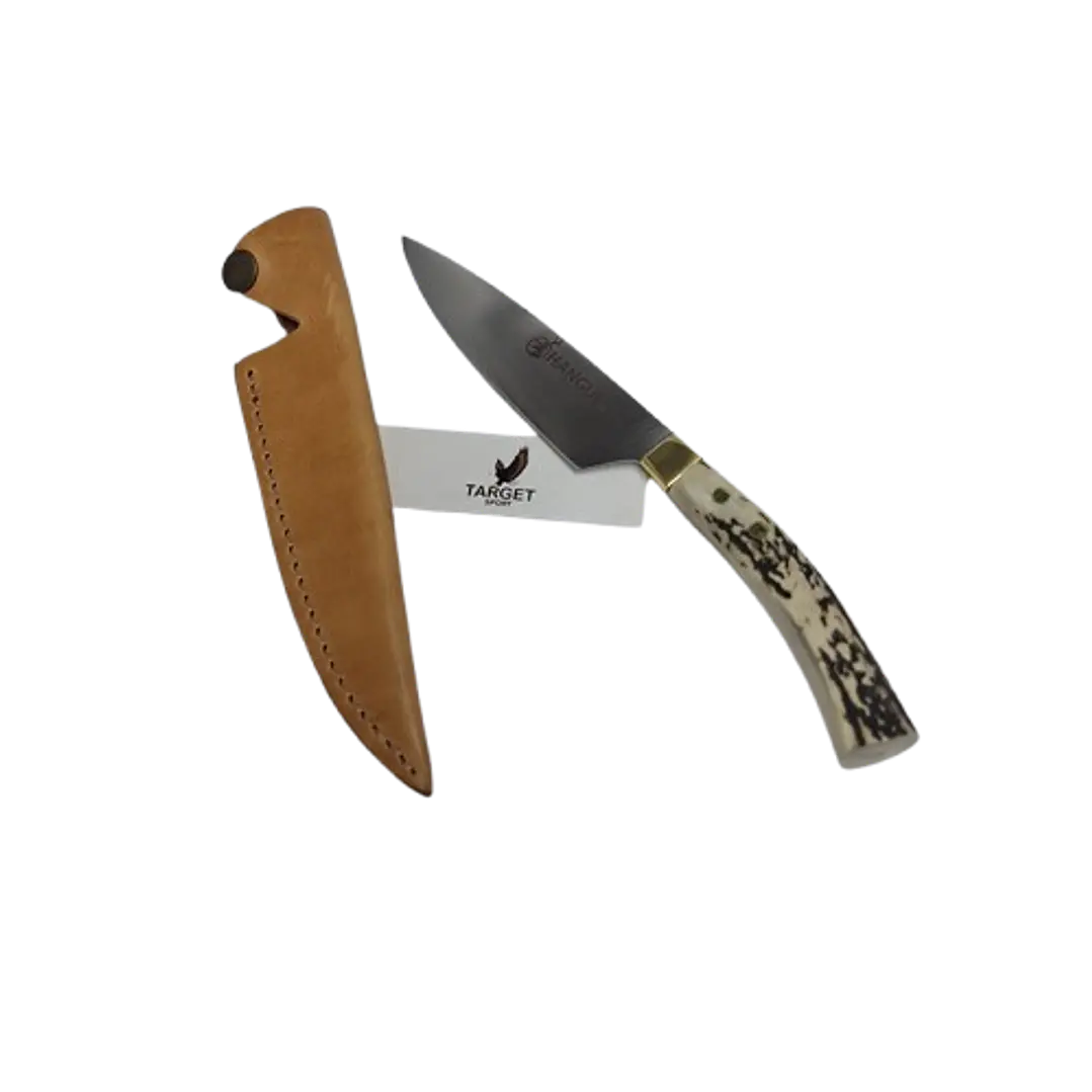 CUCHILLO PARRILLERO ARTESANAL 0801 EMBUTIDO CON MANGO DE CIERVO  1