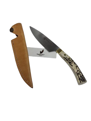 CUCHILLO PARRILLERO ARTESANAL 0801 EMBUTIDO CON MANGO DE CIERVO 