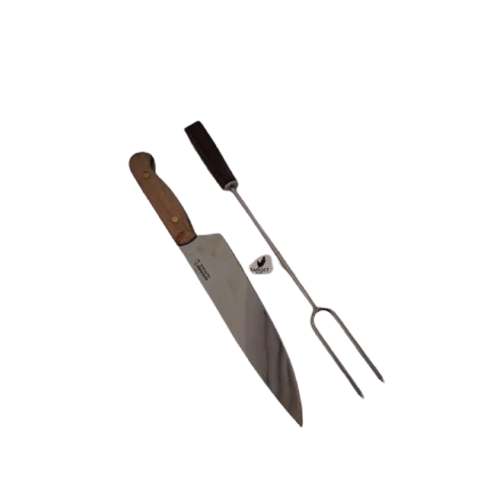 CUCHILLO PARRILLERO ARTESANAL CM715 CON TENEDOR 2