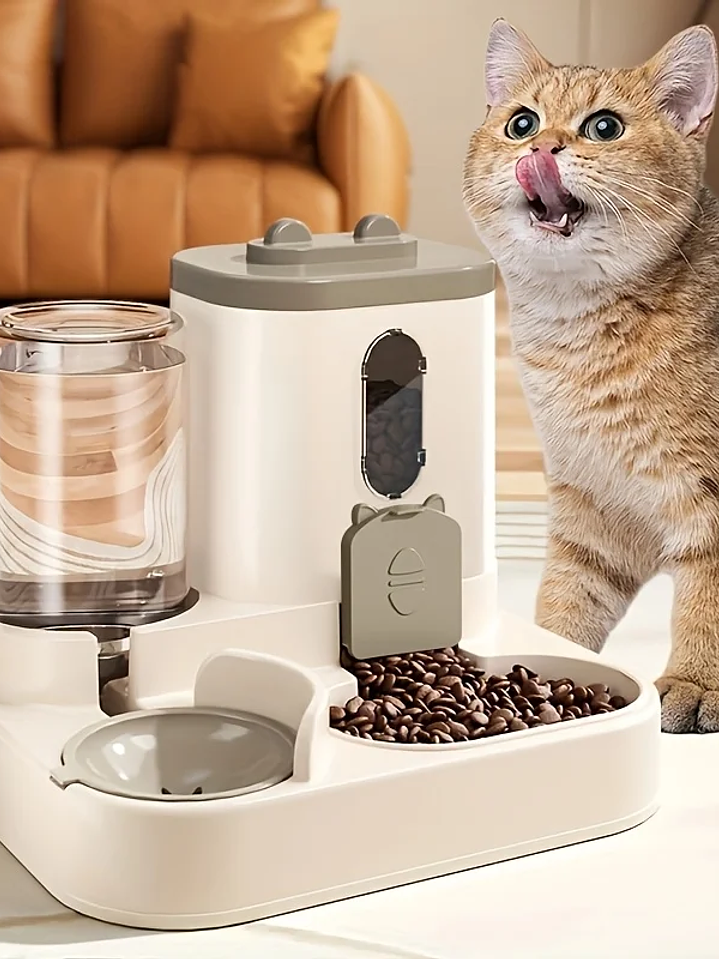Dispensador de agua y comida para gatos de alta capacidad, automático para que nunca les falte su ración  1