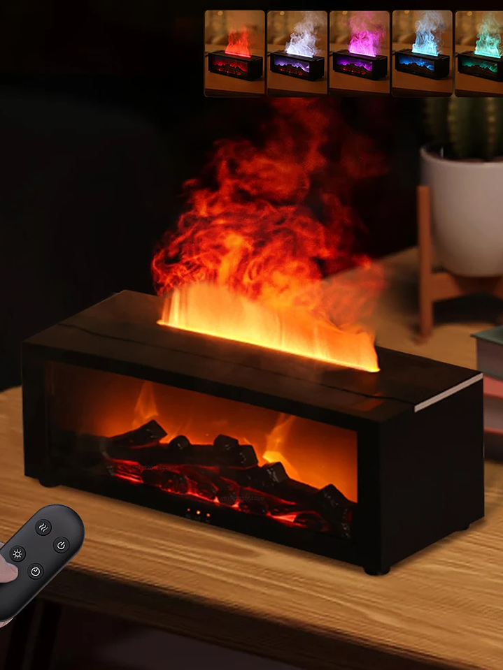 CHIMENEA AROMATICA . Efecto Relajante y Cálido. Humidificador de llamas con control remoto.  1