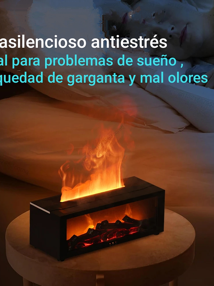 CHIMENEA AROMATICA . Efecto Relajante y Cálido. Humidificador de llamas con control remoto.  5