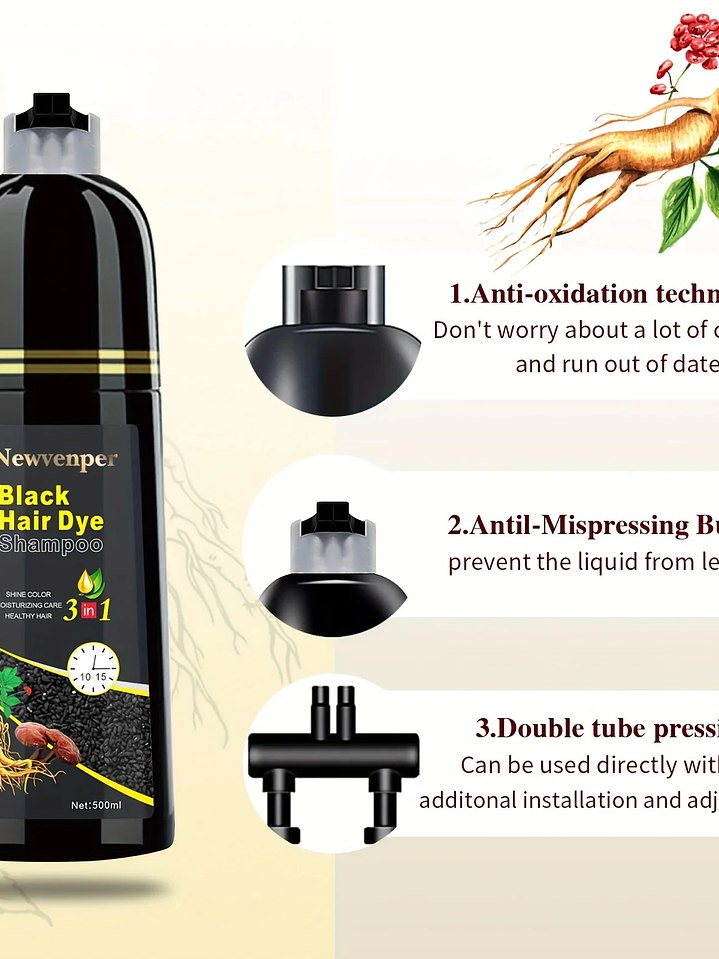 500ML Champú Natural Color & Vitalidad – Adiós Canas en 10 Minutos 2