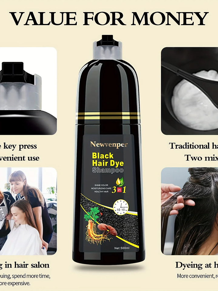 500ML Champú Natural Color & Vitalidad – Adiós Canas en 10 Minutos 6