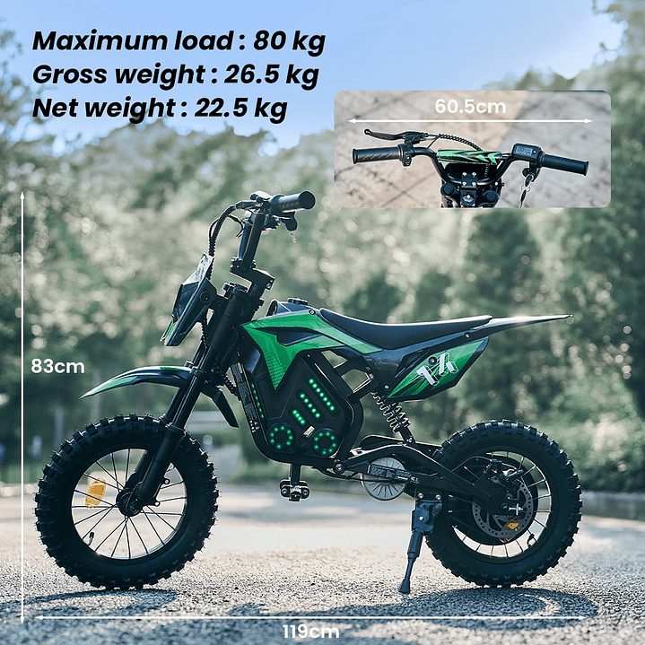 La moto eléctrica infantil mas esperada estas navidades 500 w . 27 kl h 6