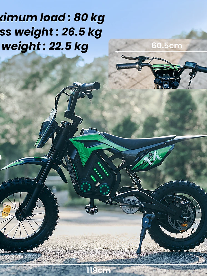 La moto eléctrica infantil mas esperada estas navidades 500 w . 27 kl h 6