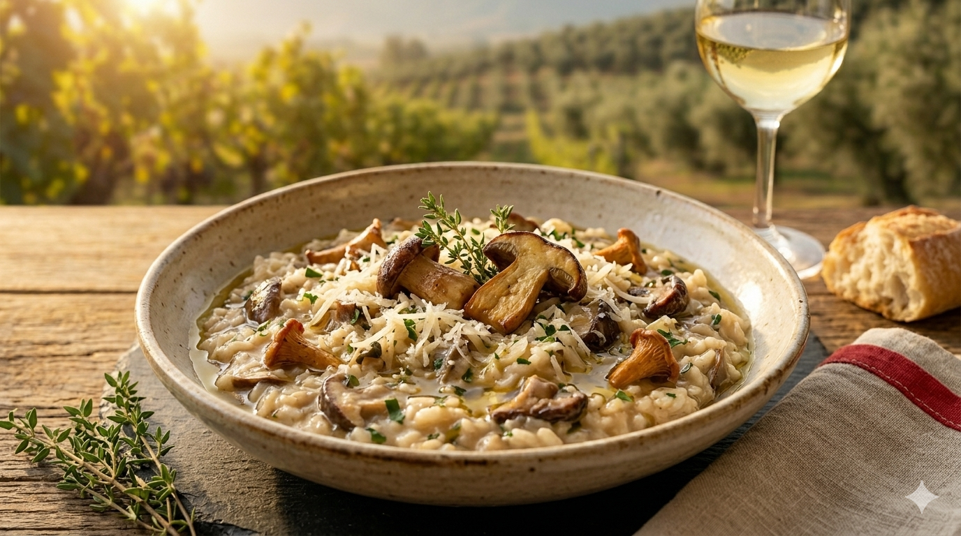 Risotto Cremoso de Setas Silvestres al Aceite de Trufa Negra