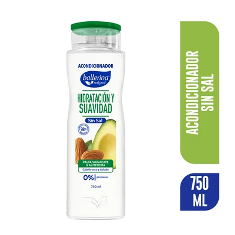 Ballerina Acondicionador Frasco, Sin Sal Palta Almendra 750 ml 1