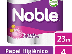 Noble Papel Higiénico Doble Hoja 23 metros 4 unidades