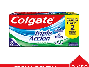 Pasta Dental Colgate Triple Acción Menta 2X150Ml