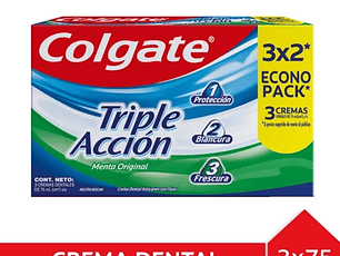 Pasta Dental Colgate Triple Acción Menta 3X75Ml